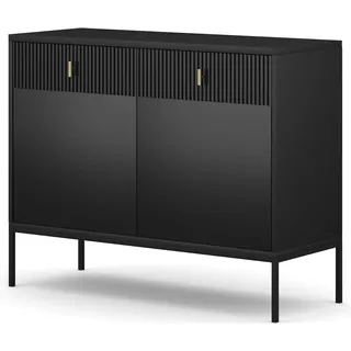 FURNLUX Sideboard Maggiore Schwarz 104cm / Hauptfarbe: Schwarz / Abmessungen: 104 x 83 x 39 cm - Schwarz