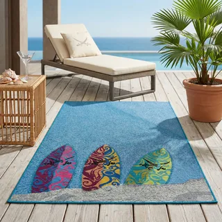 Sansibar Rantum Beach SA-018 Outdoor-Teppich 190 x 290 cm Blau/Mehrfarbig