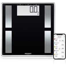 Soehnle Shape Sense Connect 50 mit Bluetooth Personenwaage plus App, Waage für BIA-Premium-Körperanalyse, Körperfettwaage mit großem LCD-Display, schwarz