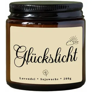 Geschenke für Frauen, Glückslicht Handmade Lavendel Duftkerze im Glas, Lustiges Geschenk für Freundin Mama Oma, Geschenkidee Geburtstag Weihnachten Dankeschön Geschenke, Glücksbringer Abitur (Gelbe)