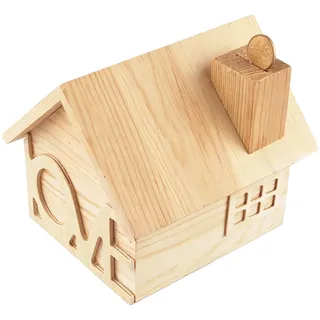 Hayaww Spardose Haus Rohholz Sparbüchse Holz DIY Bemalen Geschenk Deko (A) | Kiefernholz natur, Münzschlitz, sparen lernen, Schreibtisch Tisch Geburtstag Feiertag