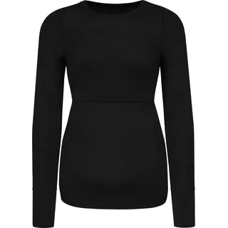 Damen Merino Umstands-Langarm-Shirt Stillshirt mit Rundhalsausschnitt - Schwangerschafts Oberteil Umstandspullover aus RWS zertifizierter Merinowolle und Elasthan