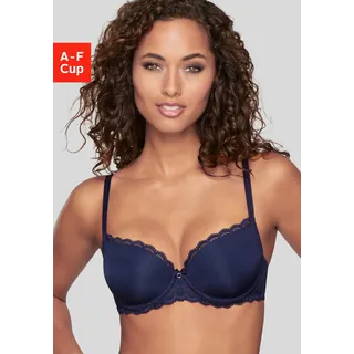Schalen-BH LASCANA "Evita", Damen, Gr. 85, Cup C, dunkelblau, Microtouch, Obermaterial: 90% Polyamid, 10% Elasthan, BHs Schalen-BH, mit feiner Spitzenborte, Dessous