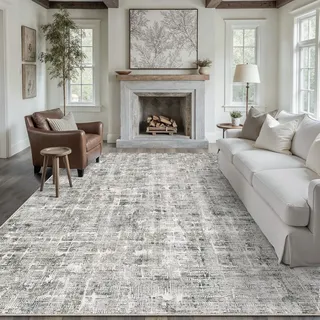 PureCozy Grau Teppich Wohnzimmer 200x300 Schlafzimmer Teppiche Waschbarer rutschfest Boho Abstrakt Carpet Wohnzimmerteppich Esszimmer Büroteppich Groß Kurzflor Weich Carpets