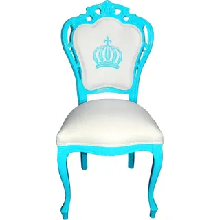 Pompöös by Casa Padrino Luxus Barock Esszimmerstuhl Türkis / Weiss - Pompööser Barock Stuhl designed by Harald Glööckler - Türkis, Weiß