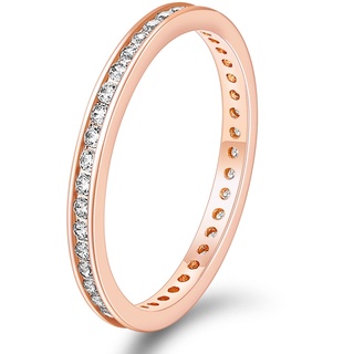 Titaniumcentral Eternity Ring Damen Zirkonia Vorsteckring Schmal Ewigkeitsringe Verlobungsringe Eheringe Memoire Ringe 2.5mm (Rosegold,62 (19.7))