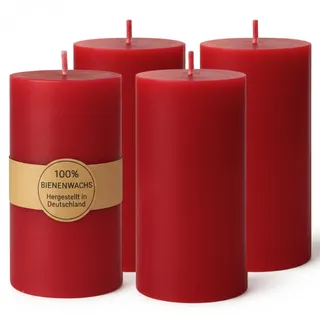 Figura Santa 4 Bienenwachskerzen rot kleine Stumpenkerzen aus 100% Bienenwachs Adventskerzen Weihnachtskerzen Honigkerzen 4er Set 60/45mm Docht Biobaumwolle