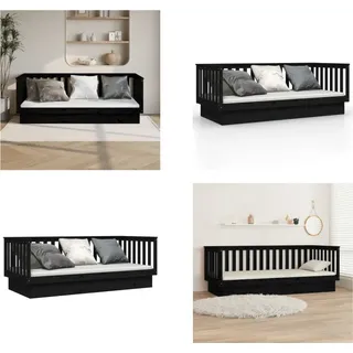 vidaXL Tagesbett Schwarz 100x200 cm Massivholz Kiefer - Tagesbett - Tagesbetten - Schlafsofa - Sofabett - Schwarz