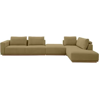 Musterring Wohnlandschaft Anreihsofa mit Armlehne links, Eckteil rechts mit Kissen & Hocker
