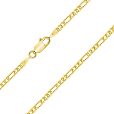 PLANETYS - Figarokette (1+3) 925 Sterling Silber 18K Vergoldet Kette - Halskette - 2.5 mm Breite Längen 65 cm