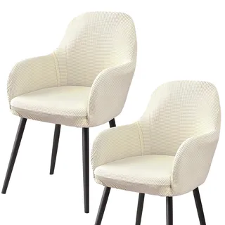 Stuhlhussen mit Armlehne Samt, Sessel Schonbezug MaisköRner, Elastischer Stuhlbezug, Stuhlhussen Bezüge Universal, Bezug Stuhl Abnehmbare für Esszimmer Wohnzimmer Hochzeit Deko (2Pcs Cremefarben)