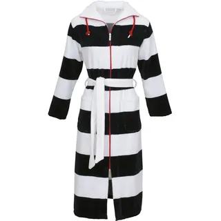 Damenbademantel CARL ROSS "106400" Gr. 32, blau (night blau, weiß), 32/34, Velours, Hausmäntel, Damenbademantel