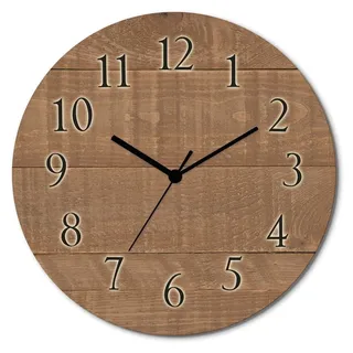 ARTland Holz Wanduhr Funkuhr - schwarzer Zeiger Holz dunkel Größe: 30x30 cm - Braun