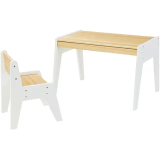 [en.casa] Kinderschreibtisch mit Stuhl Skinnskatteberg Holz/Weiß
