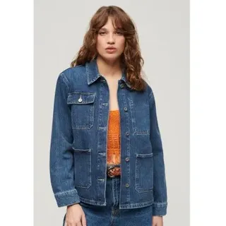 Superdry für Damen. W5011677A Jeansjacke Chore blau (S), Lässig, Baumwolle, Denim, Langarm