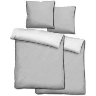 Doppelpack CloudComfort Basic Wendebettwäsche hellgrau/weiß 135 x 200 + 80 x 80 cm