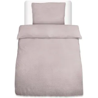 Bettwäsche Meline 155x220cm + Kissenbezug 80x80cm Taupe Seersucker , Textil , 155x220 cm , Heimtextilien, Bettwäsche & Leintücher, Bettwäsche