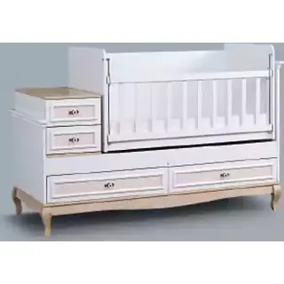 Babybett Kinderbett Bett Set Schublade weiß im modernen Stil fürs Kinderzimmer - Weiß