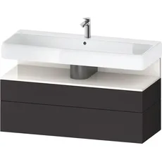 Duravit Qatego Waschtischunterbau, 1 Auszug und 1 Schublade, 1190x470x590mm, Nische Weiß Hochglanz, QA4396022, Farbe: Graphit Supermatt/mit Nischenbeleuchtung