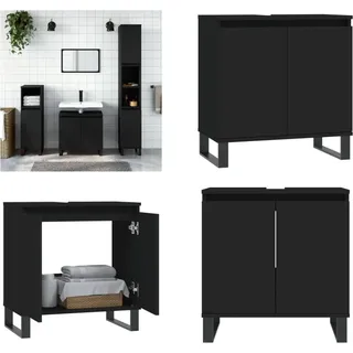 vidaXL Badschrank Schwarz 58x33x60 cm Holzwerkstoff - Badezimmerschrank - Badezimmerschränke - Schrank - Schrank Bad - Schwarz