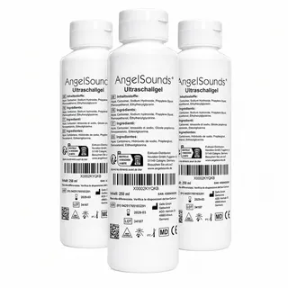 AngelSounds Ultraschallgel 750 ml (3x250 ml) für Fetal-Doppler | Sonographie- und Kontaktgel für Ultraschallgeräte, unterstützt eine zuverlässige Signalübertragung bei Messungen