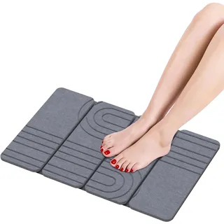 iHomara Faltbare Diatomee Erde Badematte, Schnelltrockner Stein Badezimmer Matte, 60cm x39cm x0.9cm Keine Rutschabsorberende Matte für Badezimmer, Haushalte und Küchen