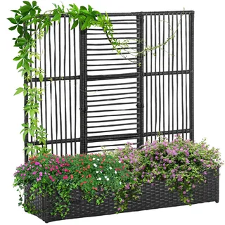 Outsunny Polyrattan Hochbeet mit Rankgitter 103 x 29,5 cm Schwarz