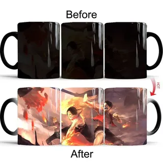 ONE PIECE Thermoeffekt Tasse Luffy Zoro Nami Sanji Ceramic Kaffee Tee Milch Becher#01 - 09