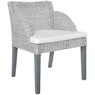 vidaXL Esszimmerstühle mit Kissen 2 Stk. Grau Natur Rattan - Grau