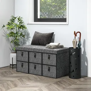 Homcom Schuhbank 76,5 x 38 x 38 cm Dunkelgrau / Dunkelgrau