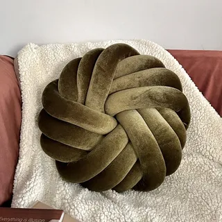 Xiyocadt 35 * 35 * 12cm Aesthetic Room Decor Kissen, Dekokissen Clean Girl Zimmer Deko, Kuschelkissen Erwachsene Knotenkissen für Sofa Balkon Stuhl (Dunkelgrün)