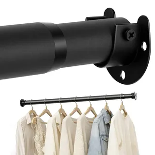 NUTKIT Kleiderstange Ausziehbar, 32mm Garderobenstange, 43–177cm Verstellbare Teleskopstange Kleiderstangen, Teleskop Kleiderstange Wandmontage für Garderoben Schrank und Kleiderschrank(Schwarz)