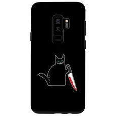 Hülle für Galaxy S9+ Lustige schwarze Katze mit blutigem Messer Grinse Katze