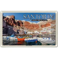 Blechschild 20x30 cm - Santorin Griechenland Hafen von Ammoudi