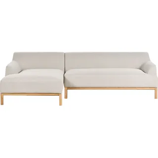BELIANI 3-Sitzer Ecksofa Hellbeige Stoffbezug mit Chaiselounge Rechts Armlehnen Niedrige Rückenlehne Tiefe Sitzfläche Hohe Holzbeine Skandi Wohnzimmer - Beige, Braun