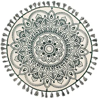 Beliani Vintage-Teppich Irice 120/120 cm , Grün , Textil , Orientalisch , Rund , 120x120 cm , Teppiche und Böden, Teppiche, Vintageteppiche