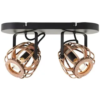 Brilliant Deckenstrahler »Nikka« E14, 1 Stk., 2, flammig, 20 cm Höhe,36 cm Breite, E14, Metall/Rattan, schwarz/natur, schwarz