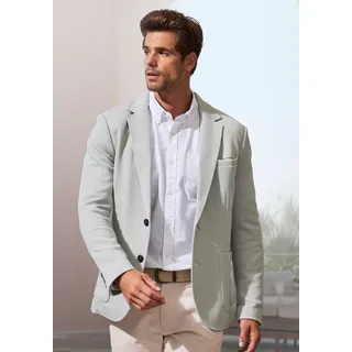 Sakko JOHN DEVIN "aus elastischer Pikee-Qualität", Herren, Gr. 3XL, hellgrün, Piqué, Obermaterial: 65% Baumwolle, 35% Polyester. Futter: 100% Polyester, unifarben, regular fit normal, Ärmel mit Ärmelschlitz mit Knöpfen, Sakkos Sakko, lässiges Stretchsakko mit dezentem Muster