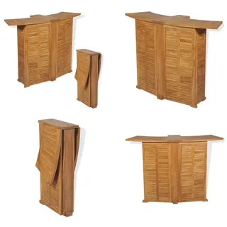 vidaXL Klappbarer Bartisch 155x53x105 cm Teak Massiv - Stehtisch - Stehtische - Gartentisch - Gartentische - Braun