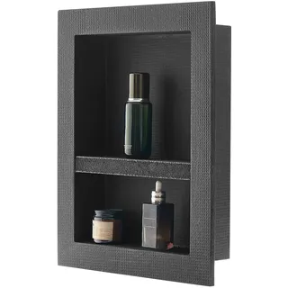 Vevor Duschnische, 10,16x40,64x50,8 cm, Wandnische mit beweglichem Trennregal, Seifen- & Shampoo-Aufbewahrungs-Organizer, rechtwinklige Ecken, schwarz für Badezimmerdusche