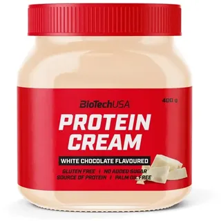 BioTechUSA Protein Cream | Molkenproteinhaltiger Aufstrich mit knusprigem Getreide | glutenfrei | palmölfrei, 400 g, WeißeSchokolade