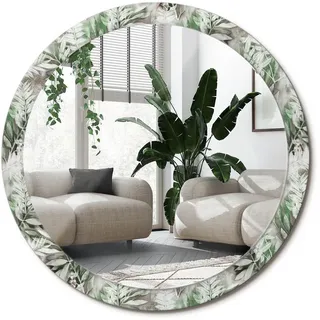 Wallfluent Spiegel Rund Ø 100 cm mit Aufdruck , Glas , 100x100x0.4 cm , Spiegel, Wandspiegel
