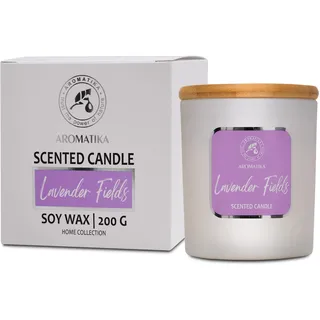 Duftkerze im Glas Lavendelduft für Aromatherapie mit Natürliche Lavendelöl - Lavendel Sojakerze für Hause - Wunderschöner Intensiver Duft - 45 Stunden Brenndauer - Weiß 200 g
