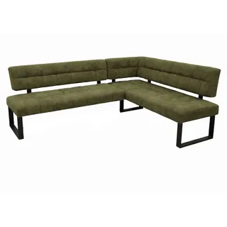 Eckbank HOME AFFAIRE "Mia Küchenbank, Polsterbank, Esszimmerbank, 207x167 cm", grün, schwarz, B:207cm H:61cm T:167cm, Massivholz, Metall, Polyester, Sitzbänke, Eckbank, Moderne Bank und Farben, Sitzplatzanzahl: 5, Frei in Raum stellbar