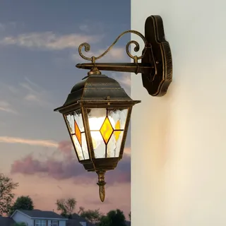 Außen Wandlampe Licht-Erlebnisse Salzburg Antik Kupfer E27 IP44 43cm Rustikal