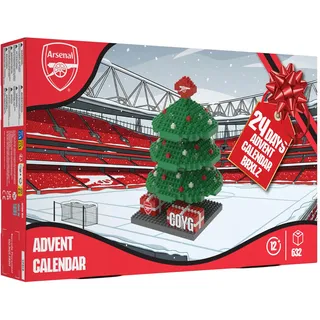 FOCO Offiziell Lizenziertes Arsenal FC BRXLZ 3D Bricks Konstruktionsspielzeug Modell Weihnachtsbaum Adventskalender 24 Tage