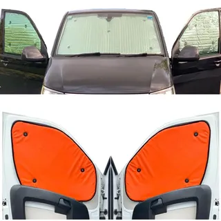 Thermo-Jalousien Kombatibel Mit VW Crafter (2000-2017)(Komplettset MWB + Scheunentore + ohne hintere Seitenteile) Rückseite einfärben Tango-Orange, Reversibel und Thermisch