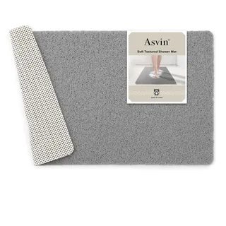 Asvin Weiche, strukturierte Badematte, ca. 60 x 40 cm, phthalatfrei, rutschfeste Komfort-Badewannenmatten mit Ablauföffnungen, PVC-Luffa-Badezimmermatte für Nassbereiche, schnell trocknend