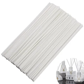 100 Stück Fasern Stäbchen Diffusor Stöcke, ätherisches Öl Aroma Diffusor Stöcke, 20cm x 3mm, Umweltfreundlich, Weiß, für Raumduft und Heimdekoration