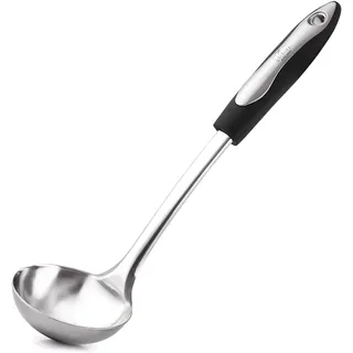 Zulay Kitchen Premium Suppenkelle Edelstahl 30,5 cm - Schöpfkelle mit rutschfestem Silikongriff, Spülmaschinenfest und hitzebeständig Suppenkelle– Schöpflöffel für Suppe, Eintopf, Brühe und Soßen